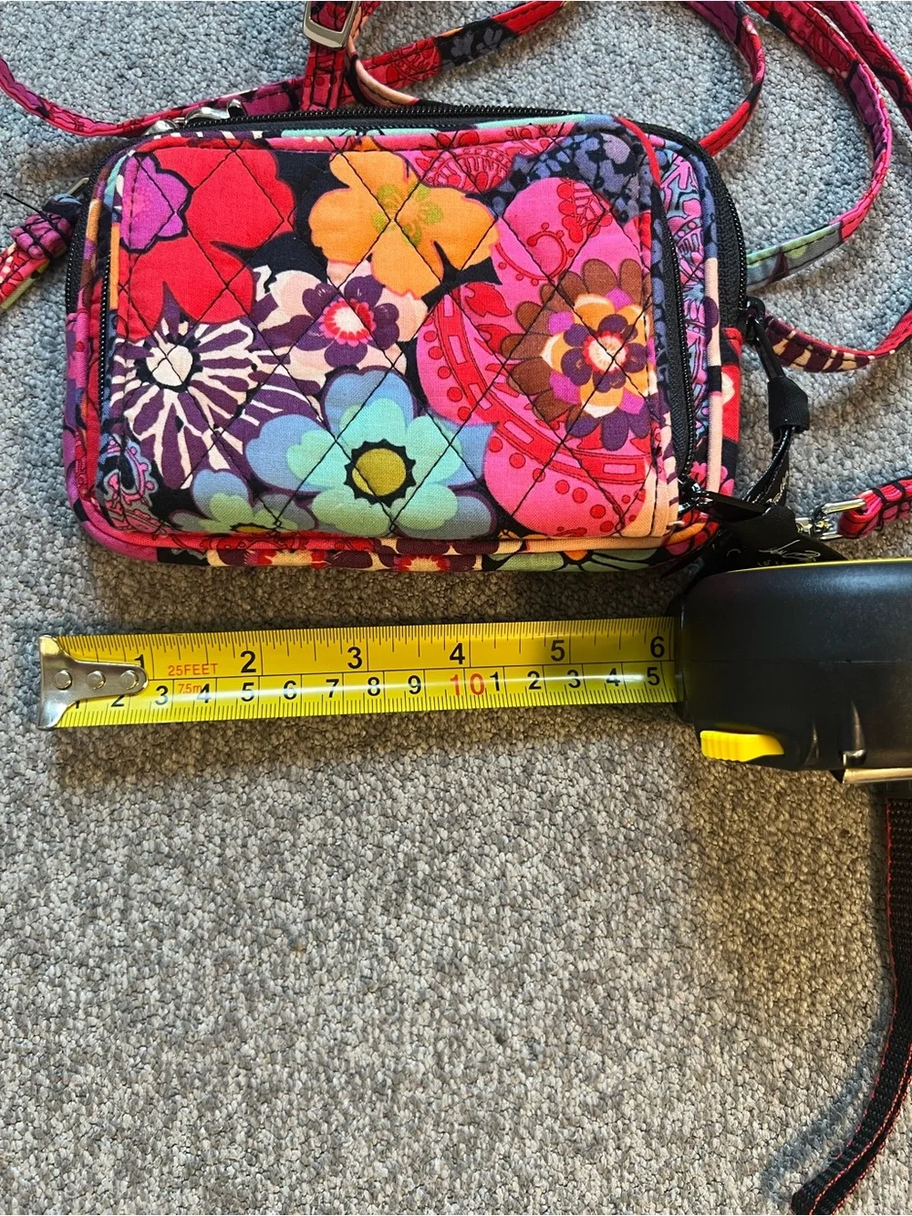 Vera Bradley Bright Floral Quilted Phone Crossbody - Red Pink Orange